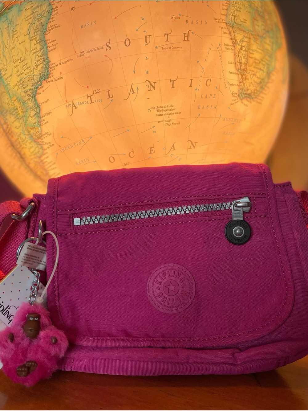 Kipling Sabian Very Berry Women's Crossbody Bag w/ Fur Monkey Bag Charm NWT
